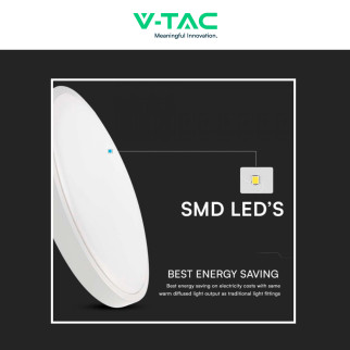 VT-8630 Plafoniera LED Rotonda 36W SMD IP44 Colore Bianco V-Tac