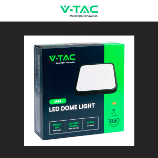 VT-8618 Plafoniera LED Quadrata 18W SMD IP44 Colore Nero V-Tac