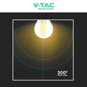 VT-2366 Lampadina LED E27 6W Miniglobo Filament Trasparente V-Tac