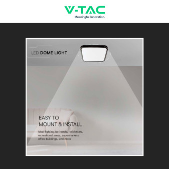 V-Tac VT-8630 Plafoniera LED Quadrata 48W SMD IP44 Colore Nero