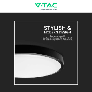 VT-8630 Plafoniera LED Rotonda 36W SMD IP44 Colore Nero V-Tac