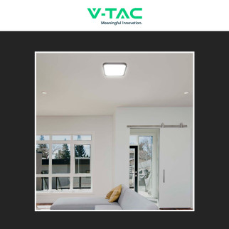 VT-8624 Plafoniera LED Quadrata 24W SMD IP44 Colore Nero V-Tac