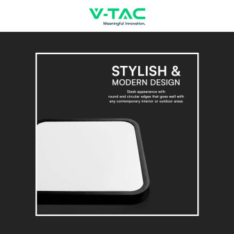 VT-8624 Plafoniera LED Quadrata 24W SMD IP44 Colore Nero V-Tac
