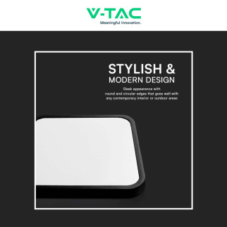 VT-8624 Plafoniera LED Quadrata 24W SMD IP44 Colore Nero V-Tac