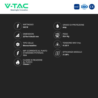 31 Pannelli Solari Fotovoltaici VT-545 545W IP68 V-Tac