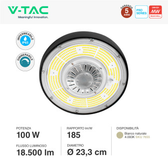 VT-9119 Lampada Industriale LED 100W SMD Mean Well V-Tac Pro