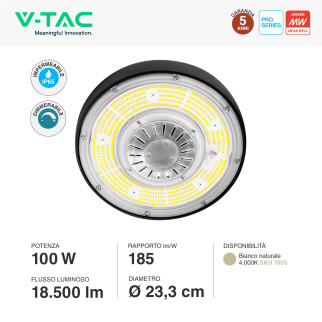 VT-9119 Lampada Industriale LED 100W SMD Mean Well V-Tac Pro