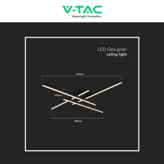 V-Tac VT-7915 Lampadario LED a Superficie 38W SMD Colore Nero - SKU 14994