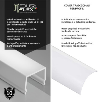 Medusaflex Cassiopea Copertura Satinata per Profilo in Alluminio
