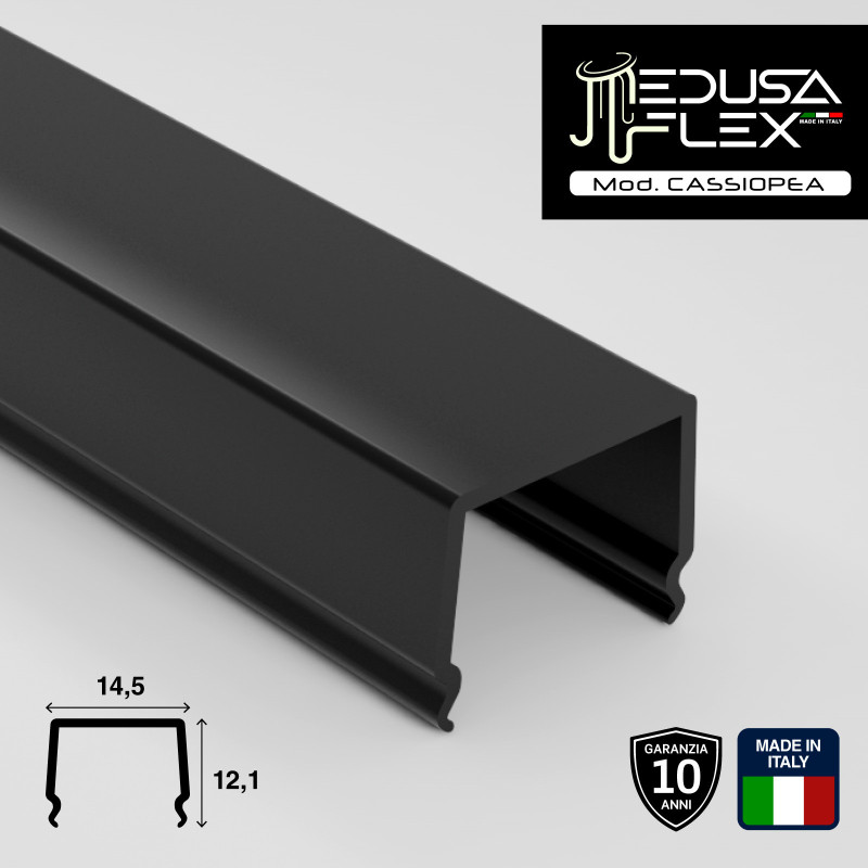 Medusaflex Cassiopea Copertura Nero Fume per Profilo in Alluminio