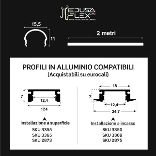 Medusaflex Aequorea Copertura Nero Fume per Profilo in Alluminio
