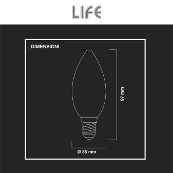 Lampadina LED E14 Filament 6,5W Candle C35 Candela Life