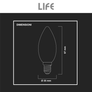 Lampadina LED E14 Filament 6,5W Candle C35 Candela Life