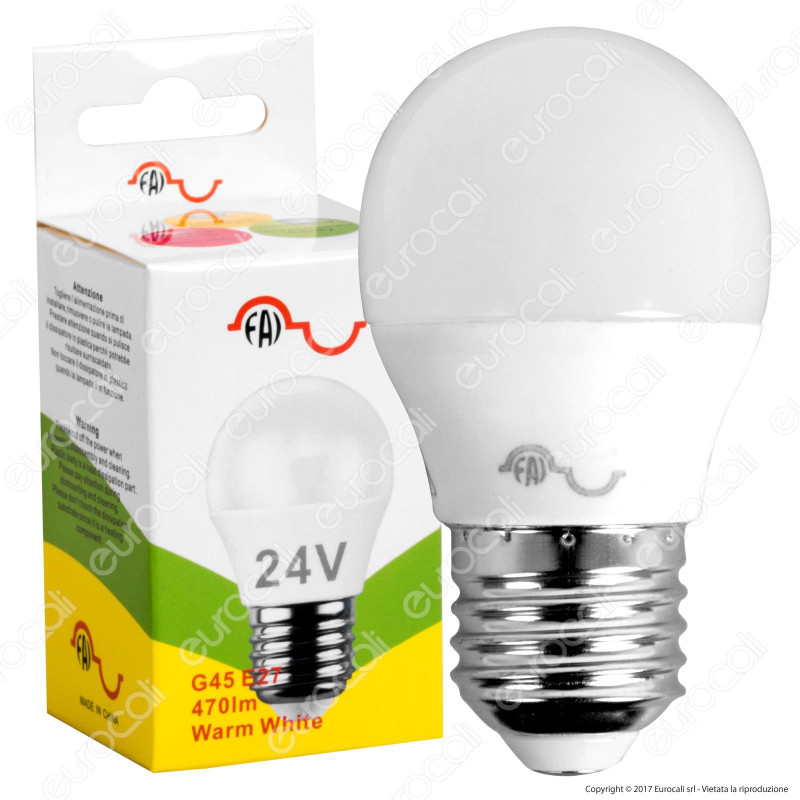 FAI Lampadina LED E27 5W MiniGlobo G45 24V AC / DC - mod. 5187