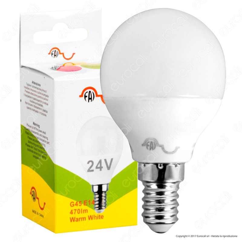 FAI Lampadina LED E14 5W MiniGlobo P45 24V AC / DC - mod. 5178