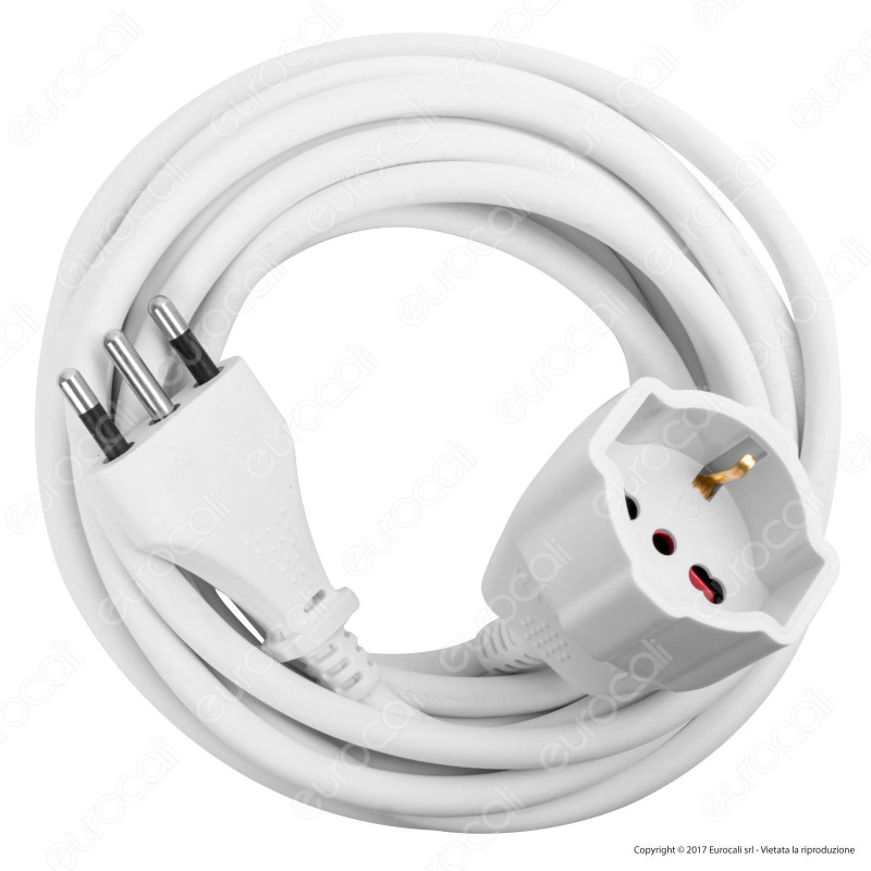 Velamp Cavo Prolunga Spina 16A Presa Schuko Bivalente 5 metri Colore