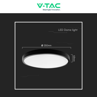 VT-8618 Plafoniera LED Rotonda 18W SMD IP44 Colore Nero V-Tac