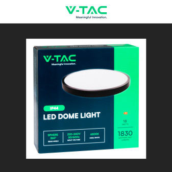 VT-8618 Plafoniera LED Rotonda 18W SMD IP44 Colore Nero V-Tac