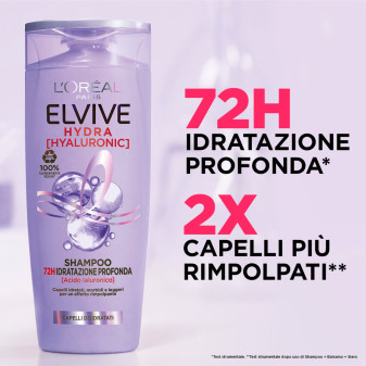 Shampoo 72H Idratazione Profonda Elvive Hydra Hyaluronic L'Oréal Paris