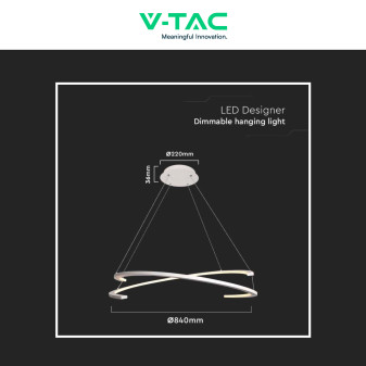 V-Tac VT-7908 Lampadario LED a Sospensione 48W SMD Dimmerabile Bianco