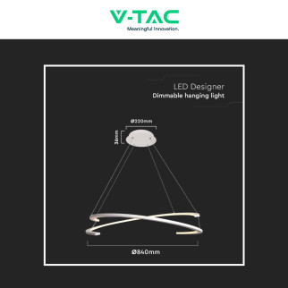 V-Tac VT-7908 Lampadario LED a Sospensione 48W SMD Dimmerabile Bianco