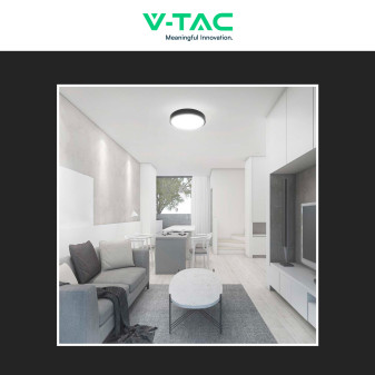 VT-8618S Plafoniera LED Rotonda 18W SMD IP44 Colore Nero V-Tac
