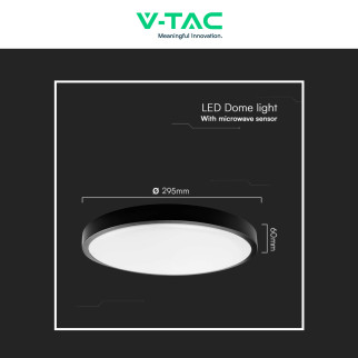 VT-8618S Plafoniera LED Rotonda 18W SMD IP44 Colore Nero V-Tac