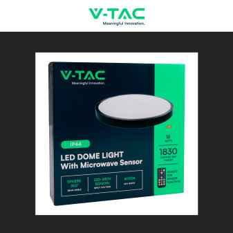 VT-8618S Plafoniera LED Rotonda 18W SMD IP44 Colore Nero V-Tac