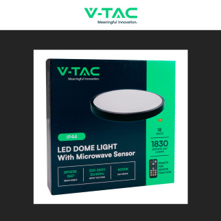 VT-8618S Plafoniera LED Rotonda 18W SMD IP44 Colore Nero V-Tac