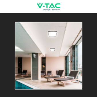 VT-8618S Plafoniera LED Quadrata 18W SMD IP44 Colore Nero V-Tac