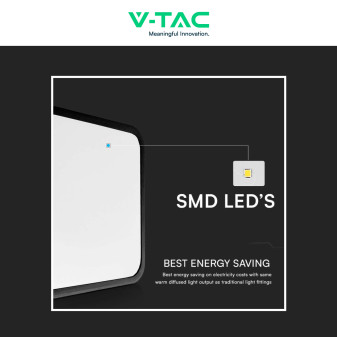 VT-8618S Plafoniera LED Quadrata 18W SMD IP44 Colore Nero V-Tac