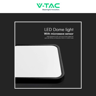 VT-8618S Plafoniera LED Quadrata 18W SMD IP44 Colore Nero V-Tac