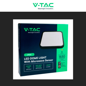VT-8618S Plafoniera LED Quadrata 18W SMD IP44 Colore Nero V-Tac