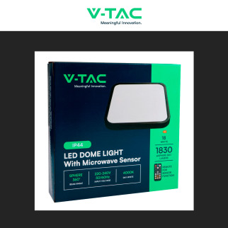 VT-8618S Plafoniera LED Quadrata 18W SMD IP44 Colore Nero V-Tac