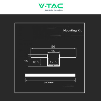 VT-8201 Profilo in Alluminio da 2m a Scomparsa per Strisce LED V-Tac