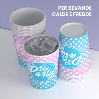 25 Bicchieri in Carta Biodegradabile Fantasia Best Party da 200ml