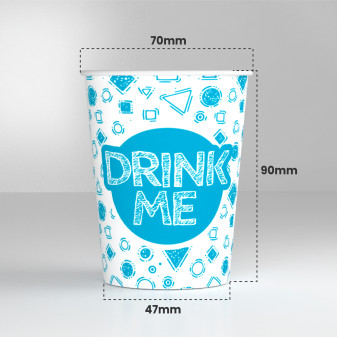 25 Bicchieri in Carta Biodegradabile Fantasia Drink Me da 200ml