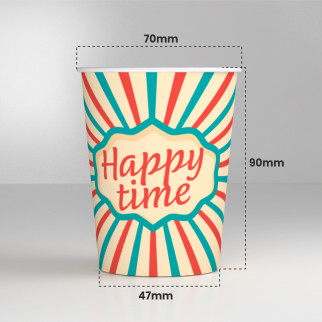 25 Bicchieri in Carta Biodegradabile Fantasia Happy Time da 200ml