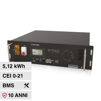 VT48100E-P2 Accumulatore 5,12kWh Impianti Fotovoltaici CEI 0-21 V-Tac