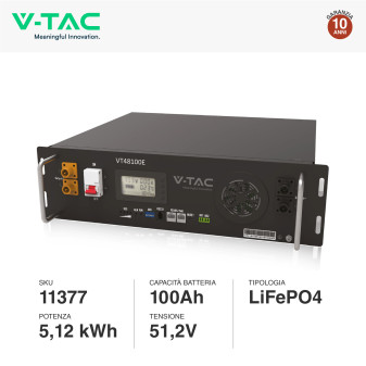VT48100E-P2 Accumulatore 5,12kWh Impianti Fotovoltaici CEI 0-21 V-Tac