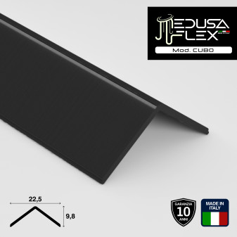 Medusaflex Cubo Copertura Nero Fumé per Profilo Angolare in Alluminio