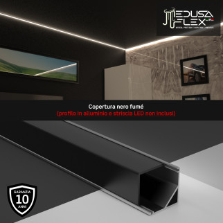 Medusaflex Cubo Copertura Nero Fumé per Profilo Angolare in Alluminio