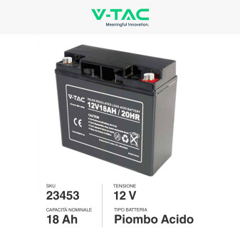 V-Tac VT-12-18 Batteria Piombo Acido 12V 18Ah - SKU 23453