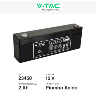 V-Tac VT-2-12 Batteria Piombo Acido 12V 2Ah - SKU 23450