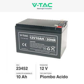 V-Tac VT-10-12 Batteria Piombo Acido 12V 10Ah - SKU 23452