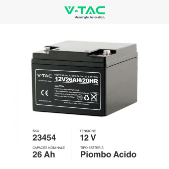 V-Tac VT-12-26 Batteria Piombo Acido 12V 26Ah - SKU 23454