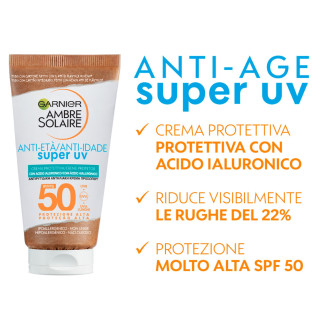 Garnier Ambre Solaire Crema Viso Protettiva Anti-Età Super UV SPF 50