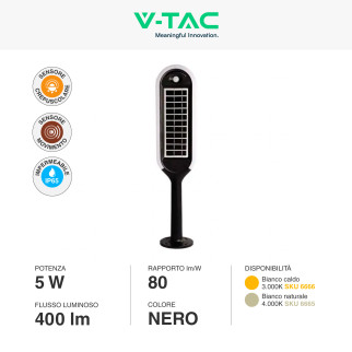 VT-945 Lampada LED Giardino 5W IP65 Sensore Pannello V-Tac