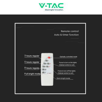 VT-60W Faro LED 20W IP65 Pannello Solare Telecomando V-Tac