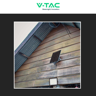 VT-80W Faro LED 10W IP65 Nero Pannello Solare e Telecomando V-Tac